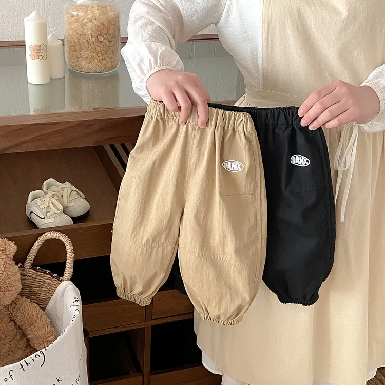 男童工装风裤子2025夏季薄款男宝宝韩版纯色休闲外穿束脚裤休闲裤