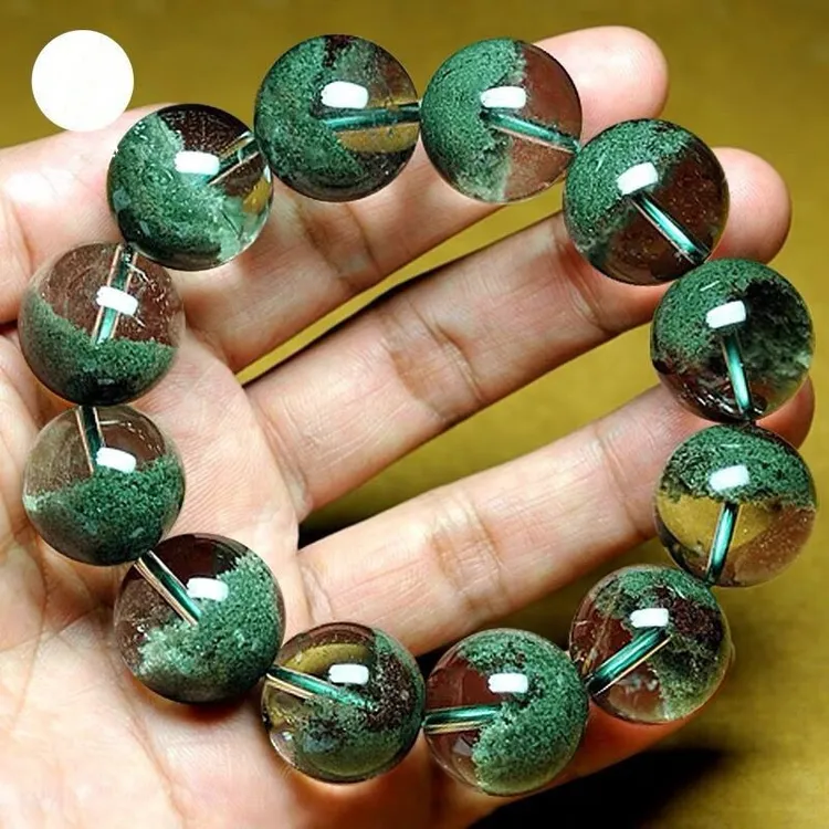 清仓巴西天然绿幽灵水晶手链女千层山绿幽灵聚宝超七水晶DIY手串