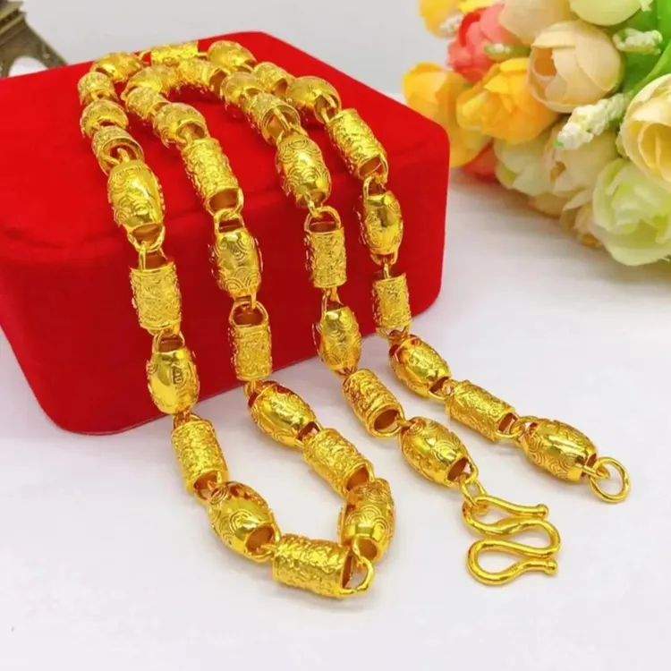 【孟加拉赤金】桶珠项链男士时尚经典百搭霸气时尚经典百搭霸气