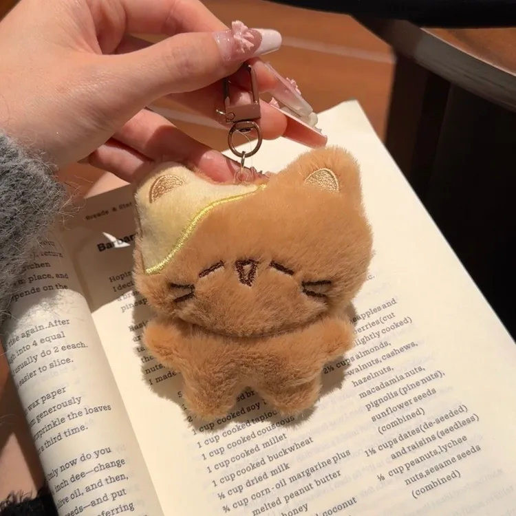 新款毛绒撞色小猫KT钥匙扣可爱公仔玩偶猫咪挂件包包挂饰U⑩S