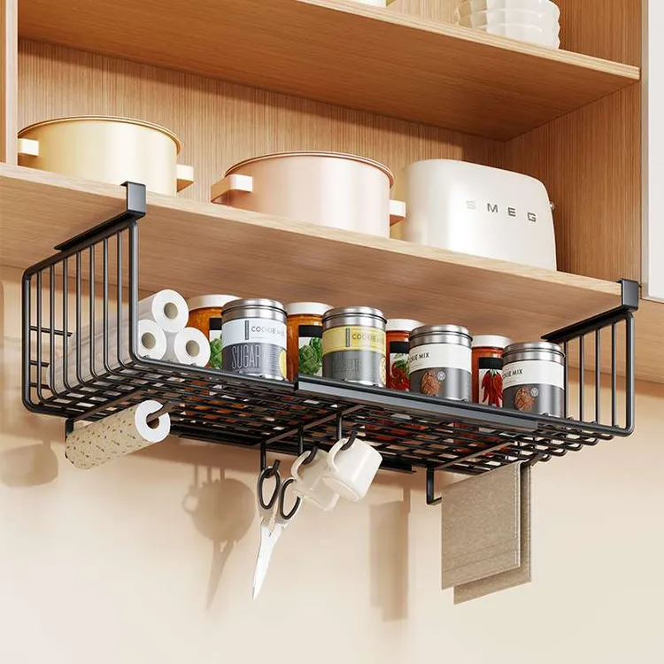 新疆西藏包邮橱柜下挂架厨房置物架吊柜内分层伸缩挂篮悬挂拉篮柜