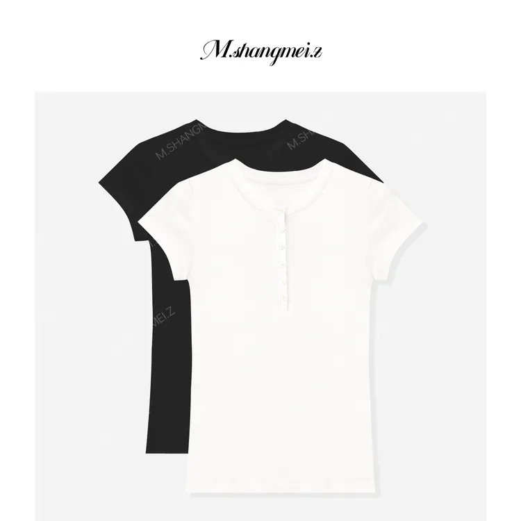 M.SHANGMEI.Z/沐熙【高支长长长】美大哥古早气质显瘦T恤X072808