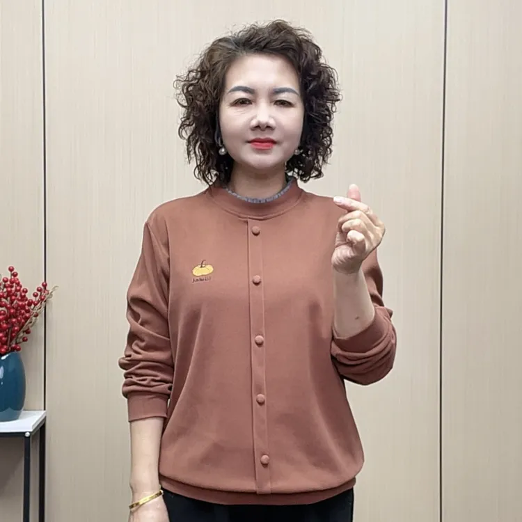 2025冬季双面绒气质妈妈装时尚宽松减龄中老年弹力洋气百搭女装