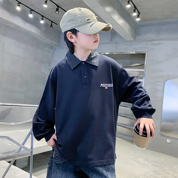 男童春秋款POLO衫卫衣2025新款中大童宽松休闲上衣男童长袖圆领潮