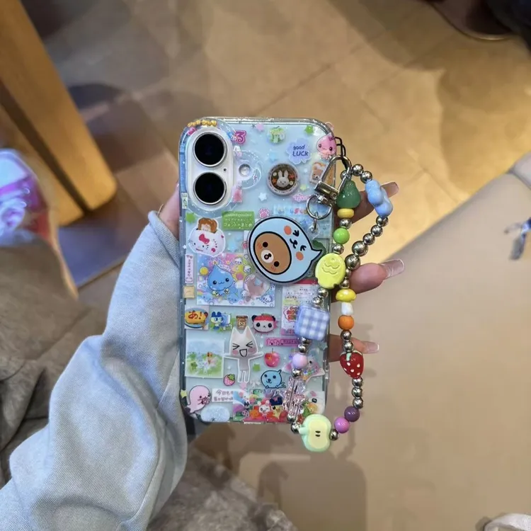 ins卡通透蓝合集插图链条适用苹果16手机壳iPhone15/14promax女13