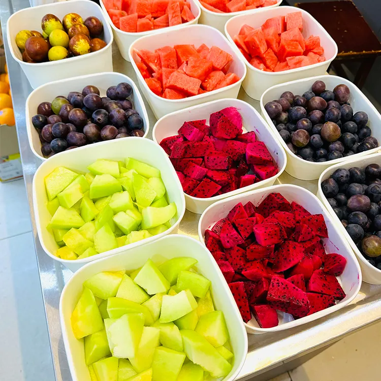 加厚一次性的食品级白色正方形果切盒创意环保加厚水果打包盒