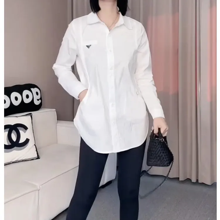 萱贝纯2026早春新款大码中长款长袖衬衫女百搭显瘦POLO领打底上衣