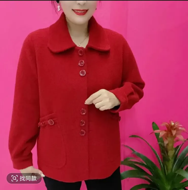 时尚百搭休闲减龄翻领外套秋季新款时尚女士复古简约拼接纽扣外套