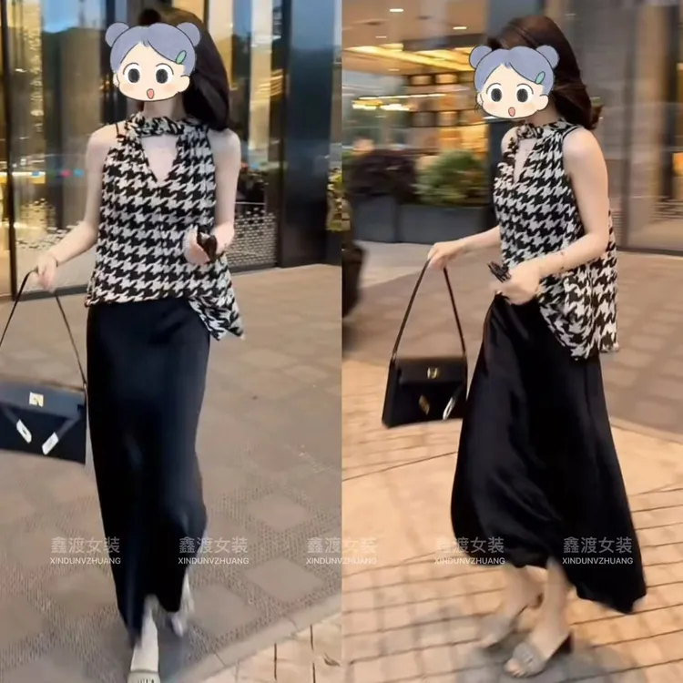 2025夏季新款时尚显瘦气质女士网红洋气两件套百搭款D9934
