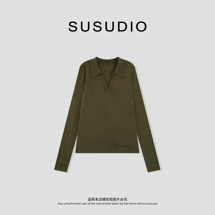  SUSUDIO 羊毛 早秋慵懒风宽松显瘦百搭V领针织衫 Z6002