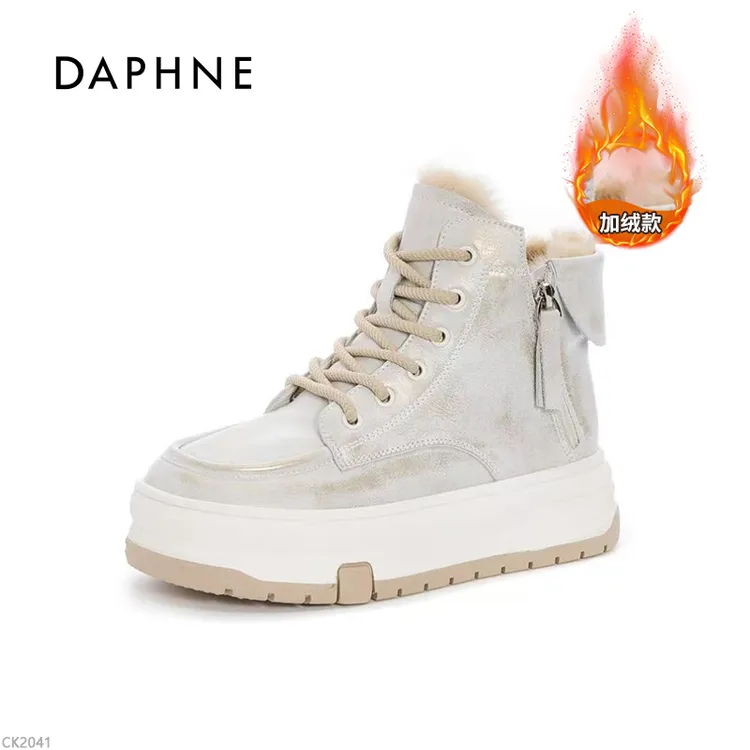 达芙妮圣诞款雪地靴2025冬潮流高帮棉鞋厚底加绒小个子百搭女靴S 