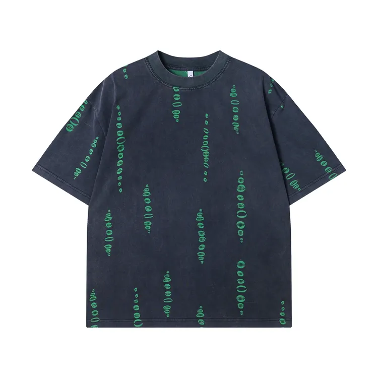 夏季高级感新款美式撞色印花简约圆领短袖T恤百搭潮流舒适上衣