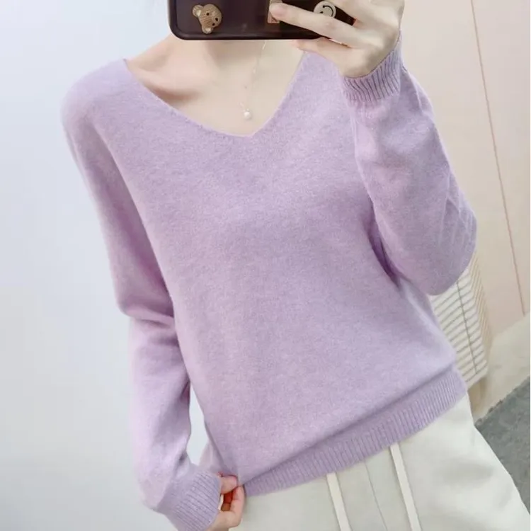 344时尚韩版百搭显瘦柔软套头纯色针织衫3344/GJ