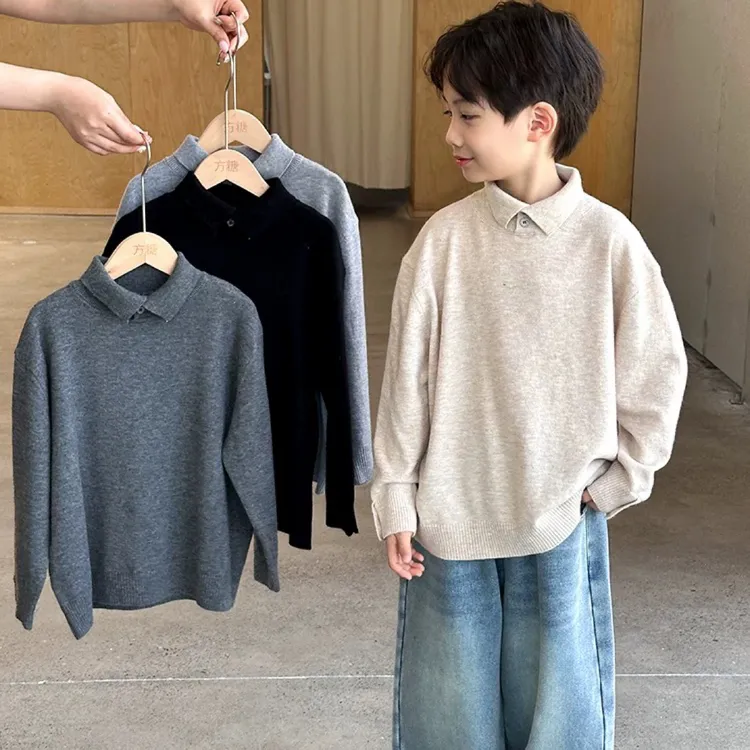 新款儿童毛衣男童针织打底衫秋冬款2025秋季新款半高领内搭