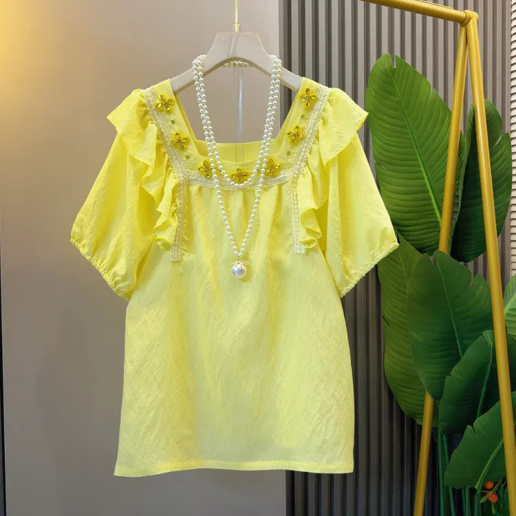 法式重磅网红独特原创洋气荷叶边时髦小衫衣长65左右