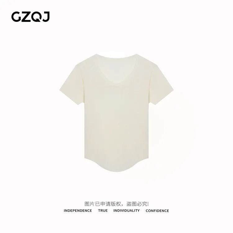 老琴私服【云隙光语】欧若风时尚显瘦针织短袖T恤女装夏季上衣6019
