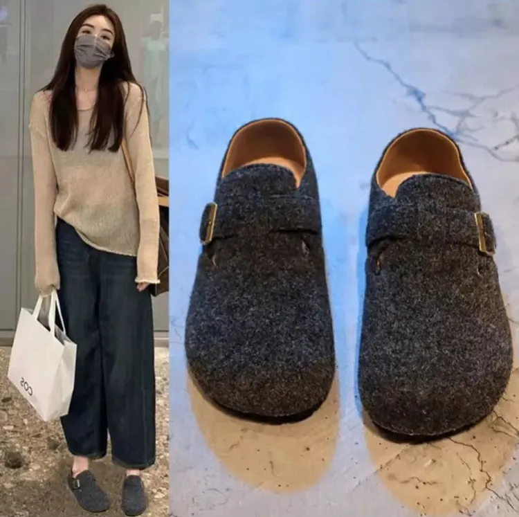 P&CStudio“毛毡勃肯鞋冬季新款加毛加厚”加绒女鞋时尚鞋子2025