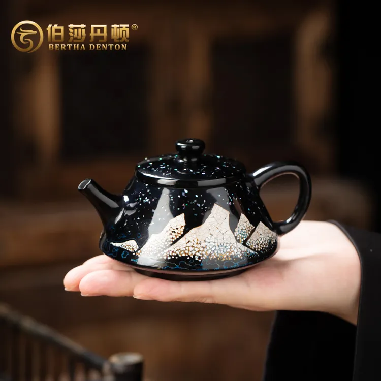 BERTHA DENTON大漆纯手工制作宜兴紫砂石瓢壶泡茶壶茶具茶器礼品