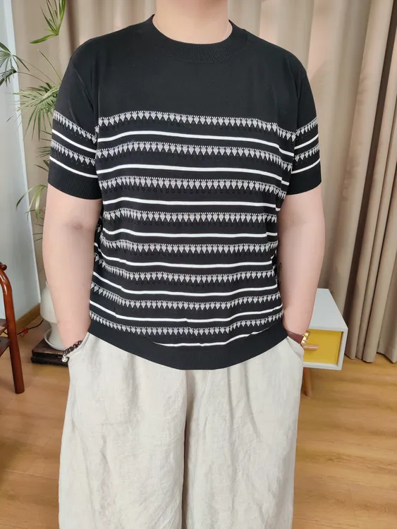 2025新款含桑蚕丝提花针织短袖TY25012款时尚减龄亲肤百搭