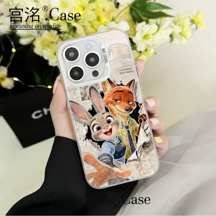 撕破报纸动物城彩银壳适用于iPhone苹果17手机壳华为oppo小米手机