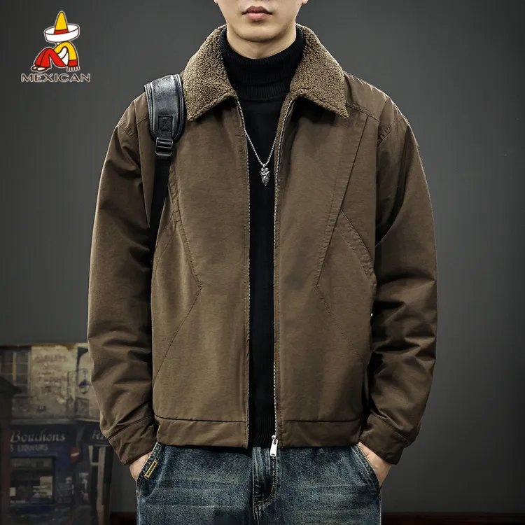 Mexican/稻草人冬季仿羊羔绒重磅夹克男款美式复古休闲保暖外套潮