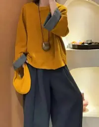 Manmi   中式撞色翻边套头卫衣  3203（C7）