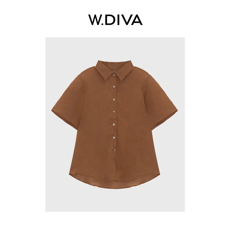 W.Diva【自然肌理衫】天然苎麻夏季日系简约透气短袖衬衫52S272214