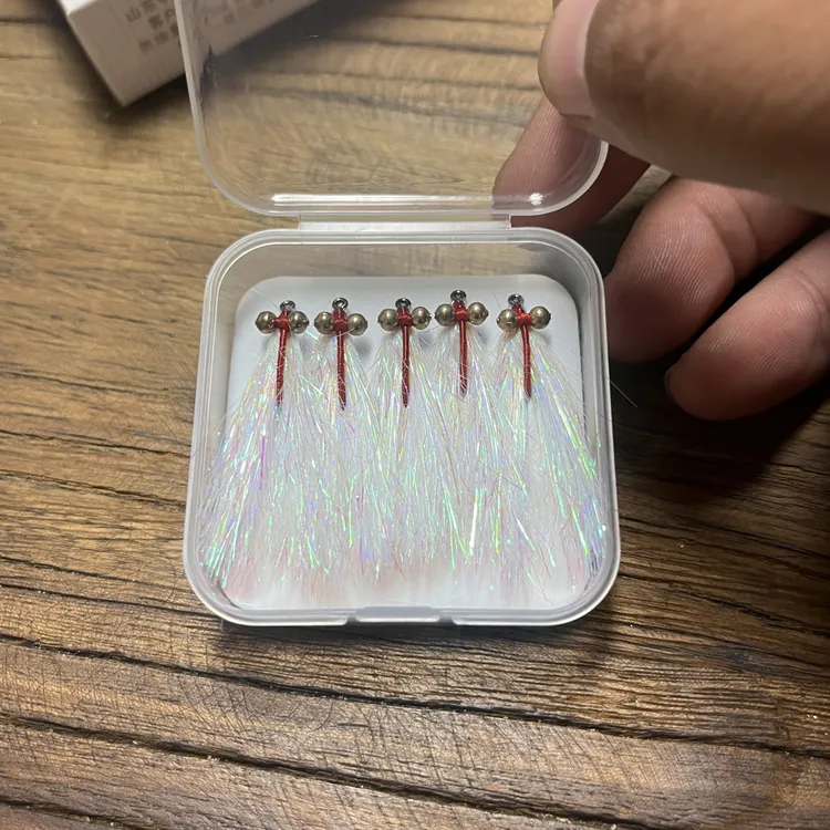 10枚红色冰丝虾单钩微物钓翘嘴鲈鱼马口假饵默认10#