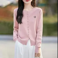 秋冬新款大码女长袖麻花针织女圆领法式毛针织衫开衫洋气宽松中长