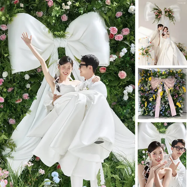 白大型蝴蝶结婚纱照写真情侣拍照道具照相馆打卡节日装饰网红背