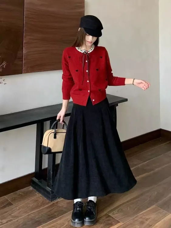 时尚减龄款气质胖妹妹显瘦上衣半身裙两件套2672