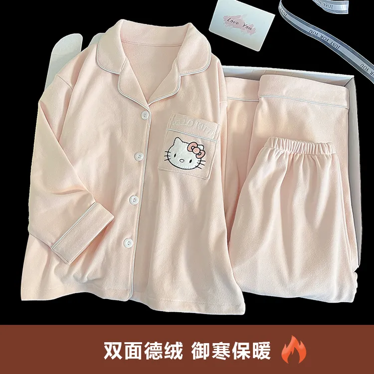 儿童德绒睡衣中大童秋冬新款保暖家居服套装6-12岁洋气亲子家居服
