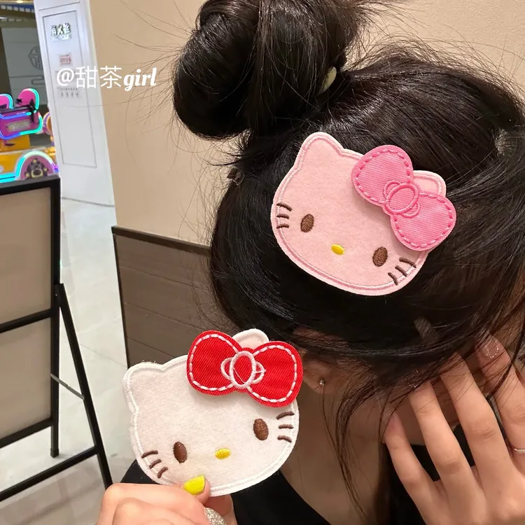 超可爱KT脑袋大号魔术贴kt猫发夹碎发神器甜美少女心无痕刘海贴