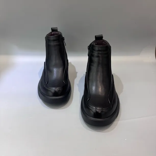 男士新款复古羊毛一体头层牛皮真皮真毛11516冬季靴子