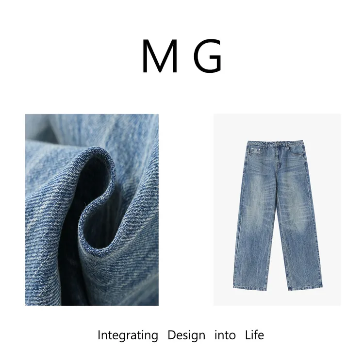 木岸MUAN：《公路牛仔》定制复古美式怀旧宽松水洗牛仔裤DG-80028