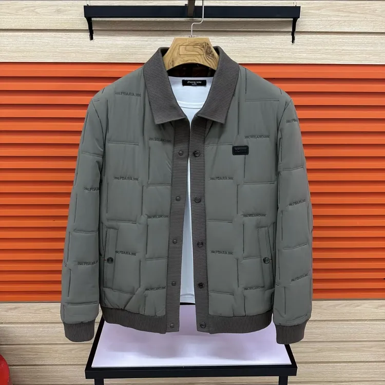 男装新款休闲翻领短款时尚中老年夹克加厚冬季秋冬保暖款休闲外套