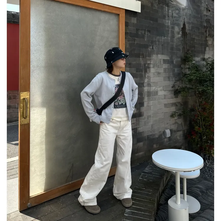 Our2【低腰白牛】低腰百搭纯色时尚白色牛仔裤【X5569】