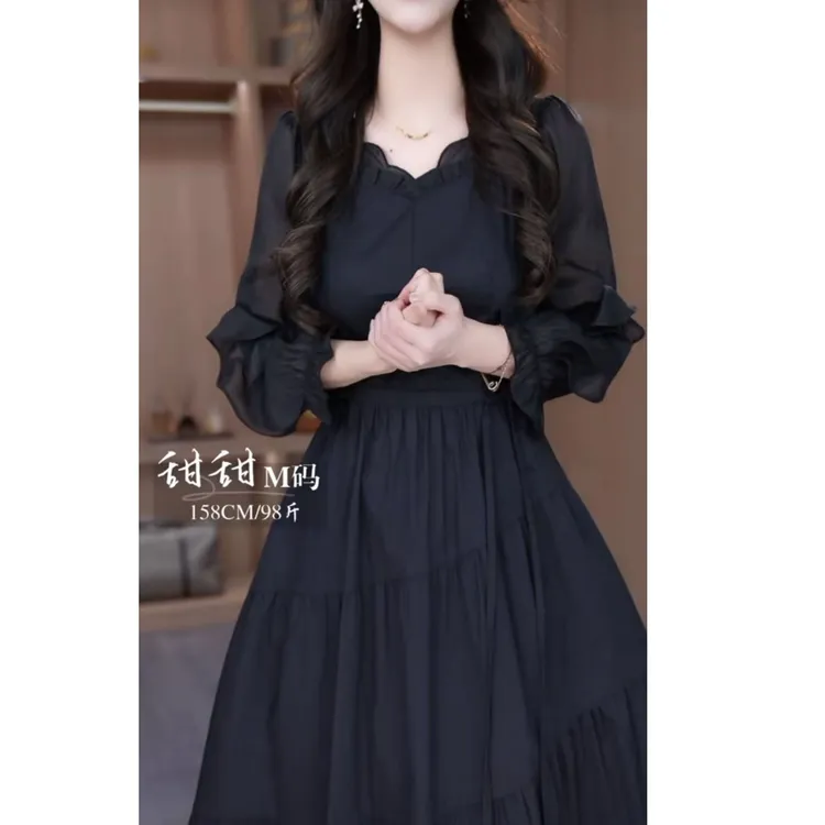 高级显瘦连衣裙春季新款气质减龄时尚收腰洋气优雅裙子9963#