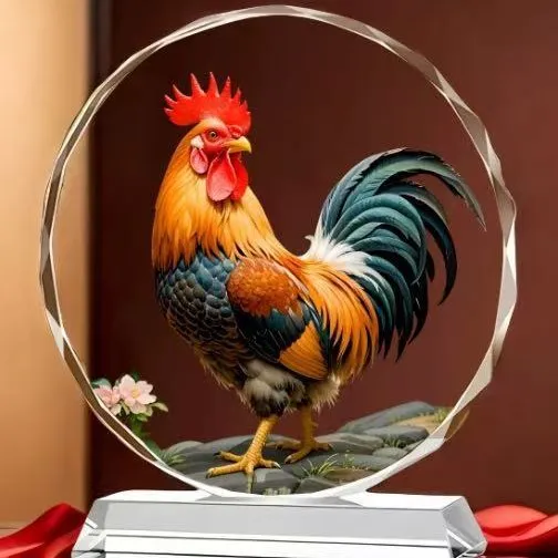 高档水晶生肖公鸡摆台开业乔迁大吉大利工艺品送礼吉祥物客厅摆件