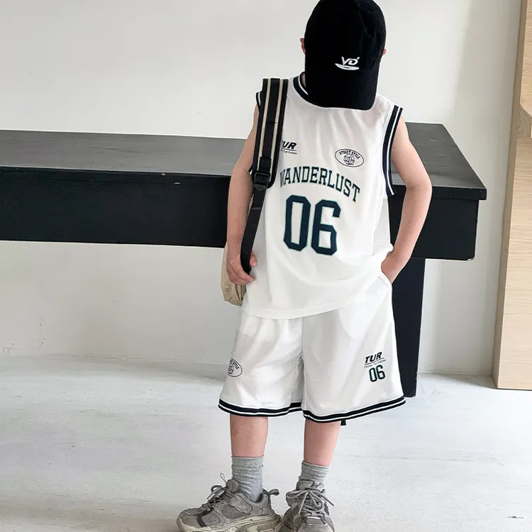 男童速干背心套装2025新款儿童篮球服夏装男孩宽松运动休闲两件套