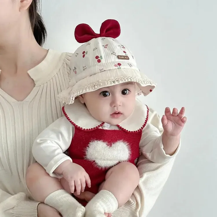 婴儿帽子春秋季可爱超萌女童渔夫帽女宝宝可调节盆帽儿童遮阳帽