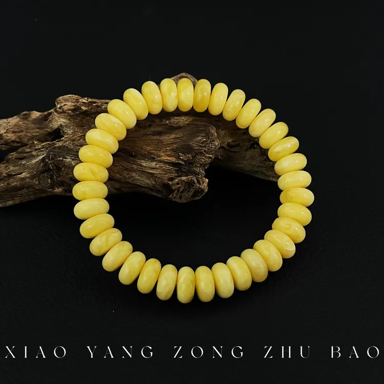 【小杨总珠宝】Y8191 天然蜜蜡白花蜜10mm算盘珠手串【多样性发其一】
