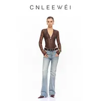 CNLEEWEI2025年秋季新款蕾丝拼接胸衣两件式连体衣T恤女