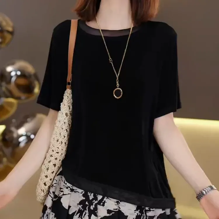 夏天透气短袖T恤女2025年夏季新款时尚百搭显瘦上衣LK2504253