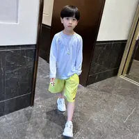 男童夏季透气套装2025新款中大童洋气休闲长袖防晒衣短裤两件套潮