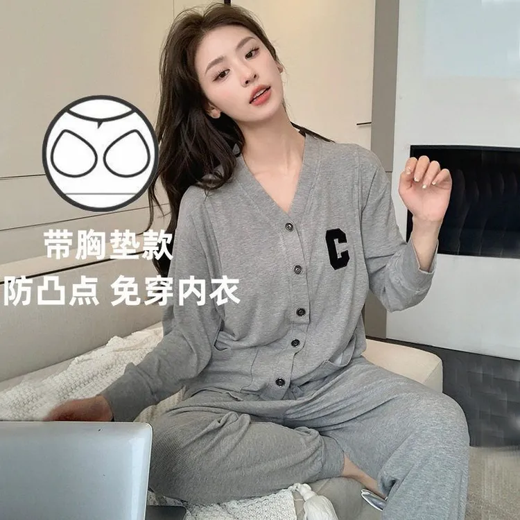 月子服春夏季薄款莫代尔带胸垫产后哺乳免穿内衣喂奶孕妇睡衣套