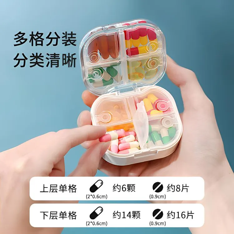 便携药盒分装透明盒孕妇迷你随身一日三餐密封防潮一周药品收纳盒