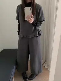 03007   张十柒 秋季时尚圆领宽松显瘦百搭三件套套装  货号5717