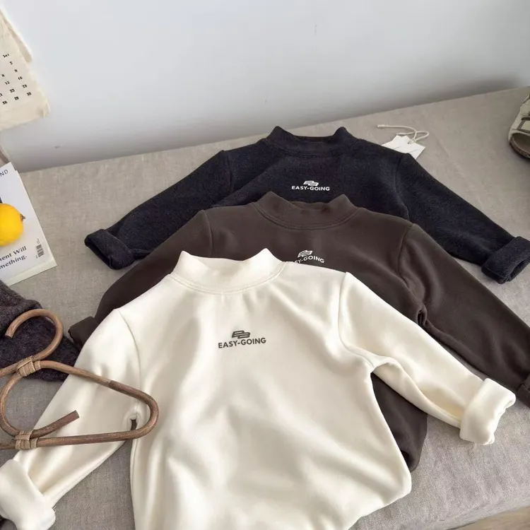 儿童加厚款绵羊绒保暖内搭长袖打底衫秋冬必备男女童半高领中大童