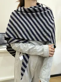 韩版ins时髦百搭条纹针织三角披肩女高级氛围感秋冬保暖装饰外搭